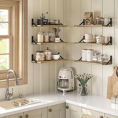 Set of 6 Floating Wall Shelf Sets Farmhouse Storage Decor 16.5 Inch
