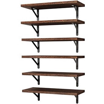 Set of 6 Floating Wall Shelf Sets Farmhouse Storage Decor 16.5 Inch