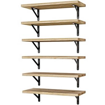 Set of 6 Floating Wall Shelf Sets Farmhouse Storage Decor 16.5 Inch