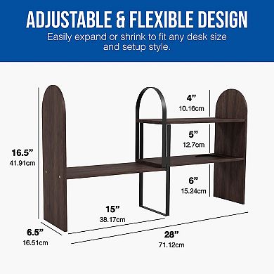 Expandable Desk Hutch Organizer Engineered Wood Bookshelf