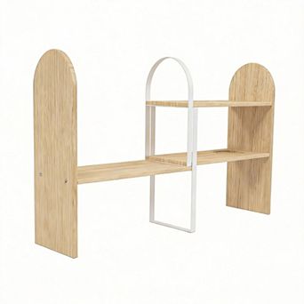 Expandable Desk Hutch Organizer Engineered Wood Bookshelf