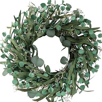 20" Eucalyptus Leaves Wreath for Front Door, Wall, Farmhouse Décor