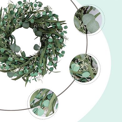 20" Eucalyptus Leaves Wreath for Front Door, Wall, Farmhouse Décor