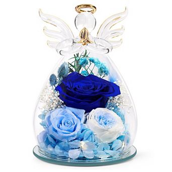 Preserved Rose Angel Figurine Mother's Day Gift for Mom Grandma Wife Her