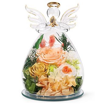 Preserved Rose Angel Figurine Mother's Day Gift for Mom Grandma Wife Her