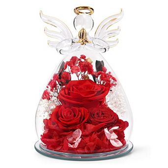 Preserved Rose Angel Figurine Mother's Day Gift for Mom Grandma Wife Her