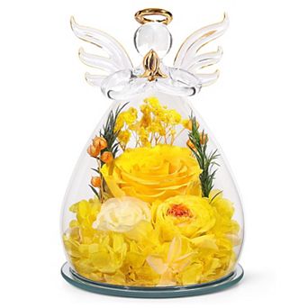 Preserved Rose Angel Figurine Mother's Day Gift for Mom Grandma Wife Her