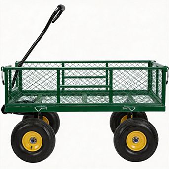 880Lbs Heavy Duty Mesh Steel Garden Cart Folding Wagon Removable Sides