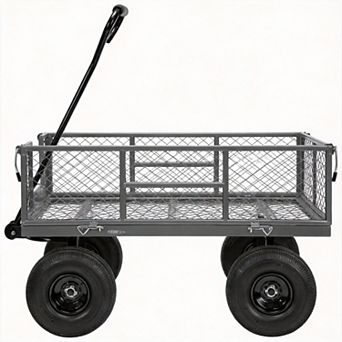 880Lbs Heavy Duty Mesh Steel Garden Cart Folding Wagon Removable Sides