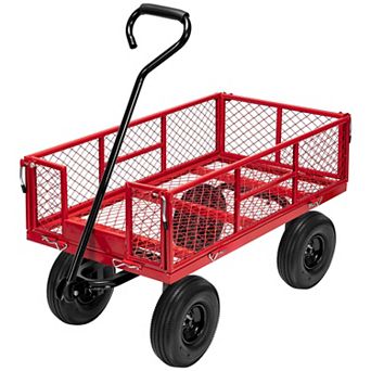 880Lbs Heavy Duty Mesh Steel Garden Cart Folding Wagon Removable Sides