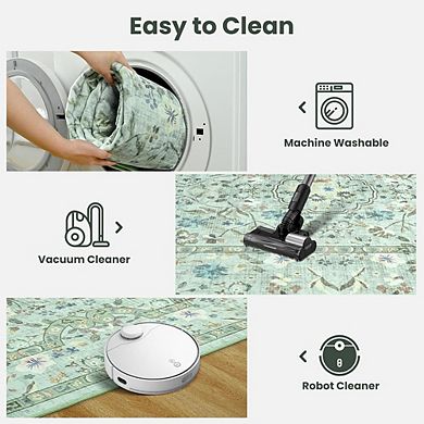 2x3 Vintage Floral Area Rug, Soft Low-Pile Non-Slip Mat for Entryways