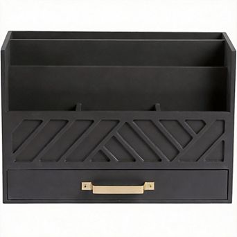 Wooden Multi-sectio Mail Organizer with Drawer and Handle