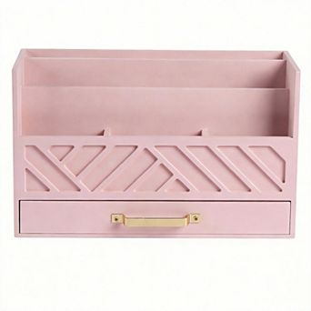 Wooden Multi-sectio Mail Organizer with Drawer and Handle