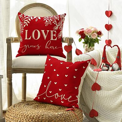 Valentine’s Day Pillow Covers 18x18 Set of 4 Red & White