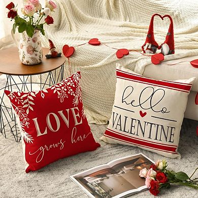 Valentine’s Day Pillow Covers 18x18 Set of 4 Red & White