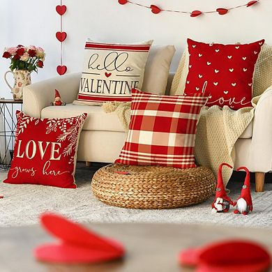 Valentine’s Day Pillow Covers 18x18 Set of 4 Red & White