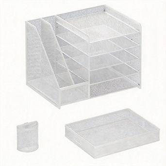 Mesh Desk Organizer 5 tier Tray Drawer And Pen Holder Office Storage