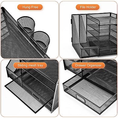 Mesh Desk Organizer 5-Tier Tray Drawer And Pen Holder Office Storage