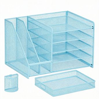 Mesh Desk Organizer 5 tier Tray Drawer And Pen Holder Office Storage