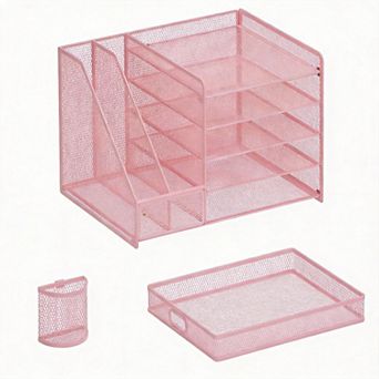 Mesh Desk Organizer 5 tier Tray Drawer And Pen Holder Office Storage