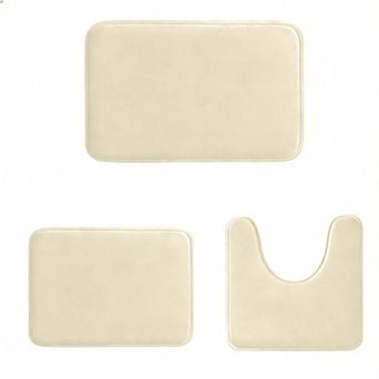 Memory Foam Bath Rug Set 3 pc Non-Slip Washable Quick Dry
