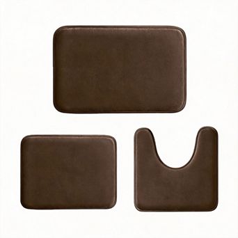 Memory Foam Bath Rug Set 3 pc Non-Slip Washable Quick Dry