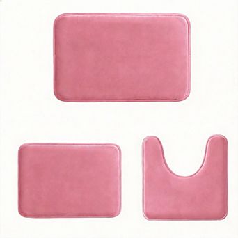 Memory Foam Bath Rug Set 3 pc Non-Slip Washable Quick Dry