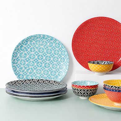 10 Inch Colorful Ceramic Dinner Plates Set Of 6 Microwave Dishwasher Safe