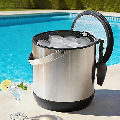 7qt Insulated Ice Bucket Double Wall with Scoop Lid
