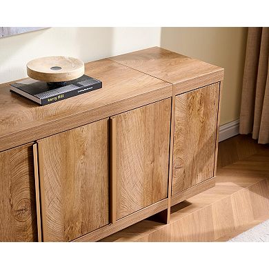 71" Modern TV Stand Entertainment Center with Hidden Storage and Handle-Free Doors