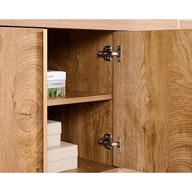 71" Modern TV Stand Entertainment Center with Hidden Storage and Handle-Free Doors
