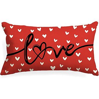 Farmhouse Valentine Pillow Covers 12x20 Red White Hearts Decor
