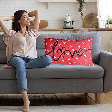 Farmhouse Valentine Pillow Covers 12x20 Red White Hearts Decor