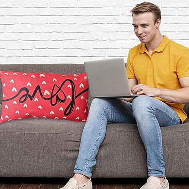 Farmhouse Valentine Pillow Covers 12x20 Red White Hearts Decor