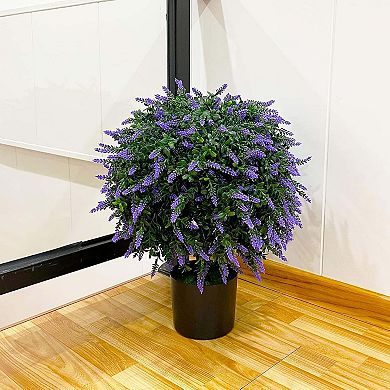 2 Pack 21.6″ Artificial Lavender Topiary Ball Trees for Indoor Outdoor Home Garden Décor