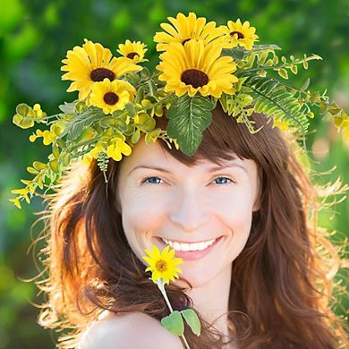 6 Pcs Sunflower Wreath Candle Rings, Yellow Spring Summer Table Decor