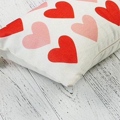 Valentine’s Day Pillow Cover 12x20 Red and Pink Heart Lumbar Throw Pillow