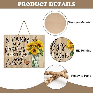 Sunflower Front Door Sign, Rustic Wooden Wreath, Spring Fall Floral Farmhouse Decor