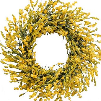 20 Inch Yellow Flower Front Door Wreath, Rustic Farmhouse Spring Summer Decor