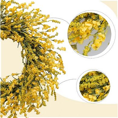 20 Inch Yellow Flower Front Door Wreath, Rustic Farmhouse Spring Summer Decor