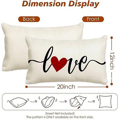 Valentine’s Day Red Heart Lumbar Pillow Cover 12x20 Inch Decorative Cushion Case