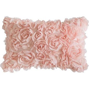3D Rose Flower Pillow Cover, Romantic Chiffon 12x20
