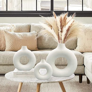 Matte Ceramic Vase Trio Nordic Boho Minimalist Decor