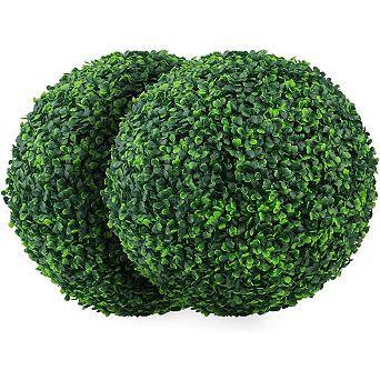 2 Pack 15.7″ Artificial Boxwood Topiary Balls for Backyard Balcony Garden & Home Décor