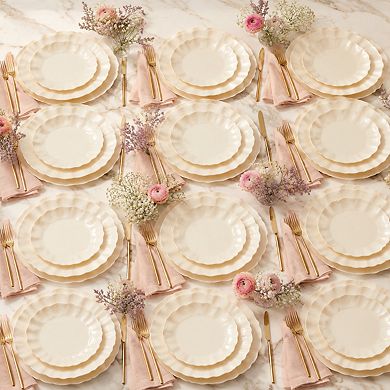 24 Piece Reusable Unbreakable Plastic Plates Set Microwave Dishwasher Safe For Parties Picnics