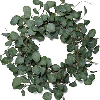 22 Inch Eucalyptus Leaves Wreath for Front Door Green Decor