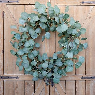 22 Inch Eucalyptus Leaves Wreath for Front Door Green Decor