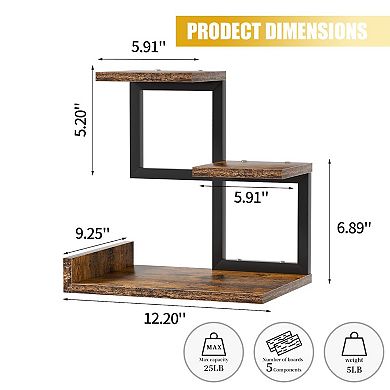 Desk Shelf Organizer 3 Tier Wood Bookshelf with Metal Frame