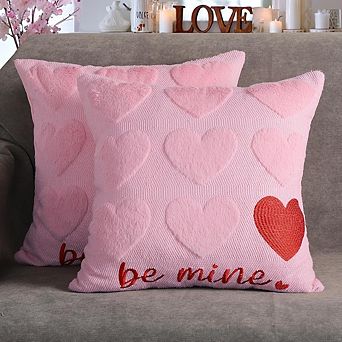 Valentine Plush “Be Mine” Pillow Covers 18x18 Inch Set of 2