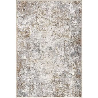 2x3 Neutral Abstract Rug Low-Pile, Non-Slip, Washable Mat